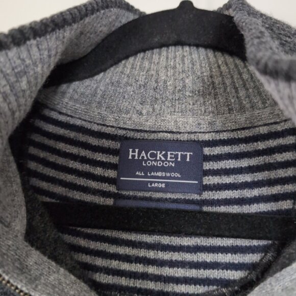 Hackett London Lambswool Preppy Old Money Half Zip Charcoal Jumper Sweater L - Picture 5 of 8